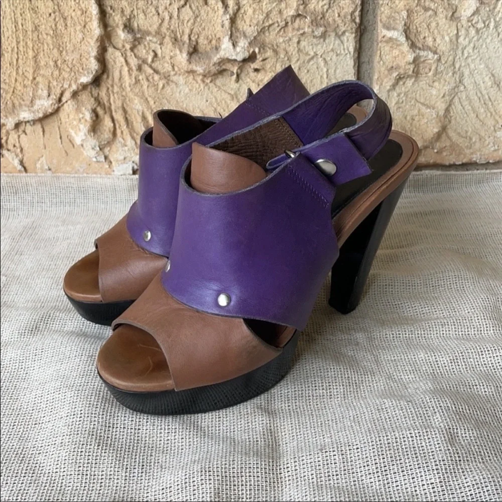 Marni Platform Purple & Taupe Perp Toe sandal heels sienna Size 35